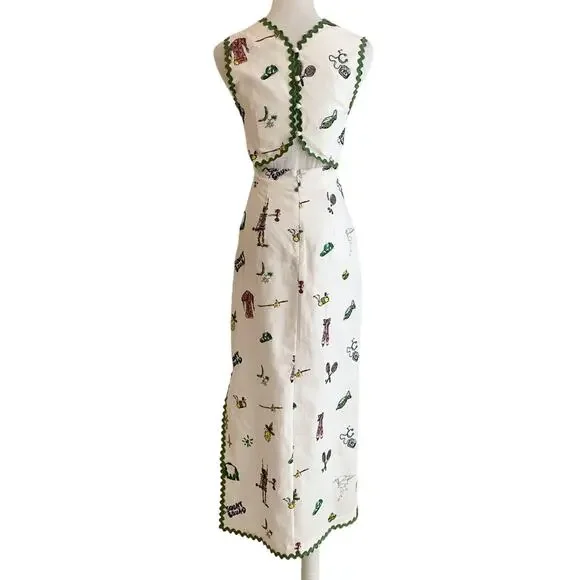 Alemais play embroidered midi dress US 2 - Picture 9 of 9